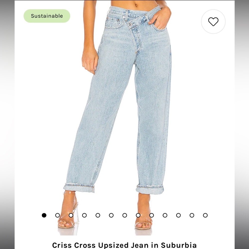 Agolde criss cross jeans in light wash size 26 crossover waist